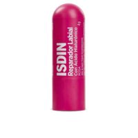Product  container  of  Isdin  Lip  Repairer  Stick  With  Color  Pink  by  Isdin,  a  lipstick  indicated  for  repairing  dry  lips.
