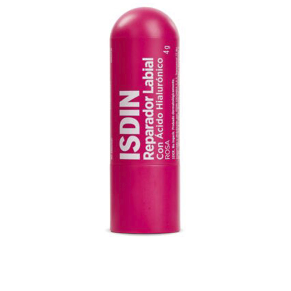 IsdinLipRepairerStickWithColorPink4g Product container of Isdin Lip Repairer Stick With Color Pink by Isdin, a lipstick indicated for repairing dry lips.