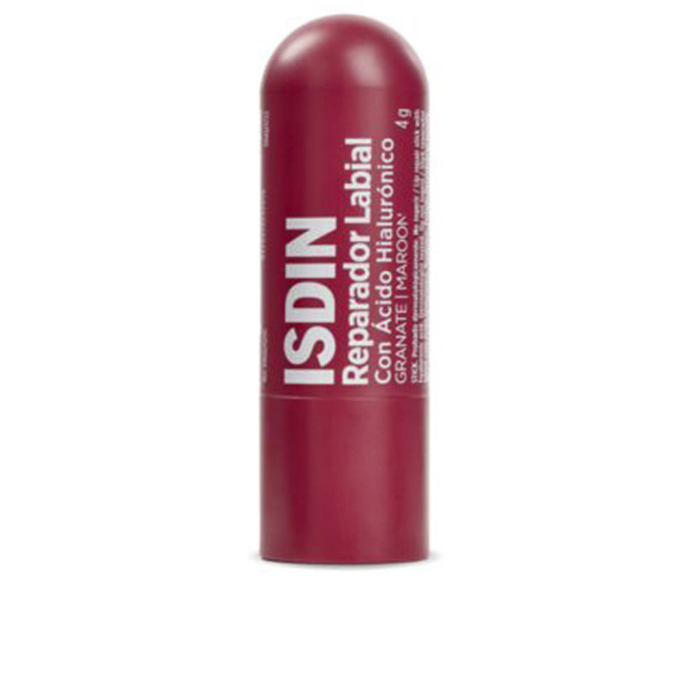 IsdinRepairingLipStickWithColorMaroon4g Product container of Isdin Repairing Lip Stick With Color Maroon by Isdin, a lipstick indicated for repairing dry lips.