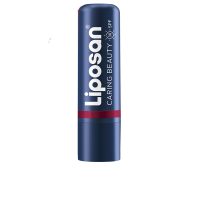 Product  container  of  Liposan  Caring  Beauty  3  In  1  Color  Red  by  Liposan,  a  lip  balm  indicated  for  hydrating  lips  and  cheeks.