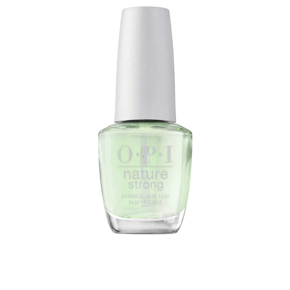 OpiNatureStrongBaseCoat15ml Bottle of Opi Nature Strong Base Coat by Opi, a clear nail polish indicated for nail protection and a gel-like plumping effect.
