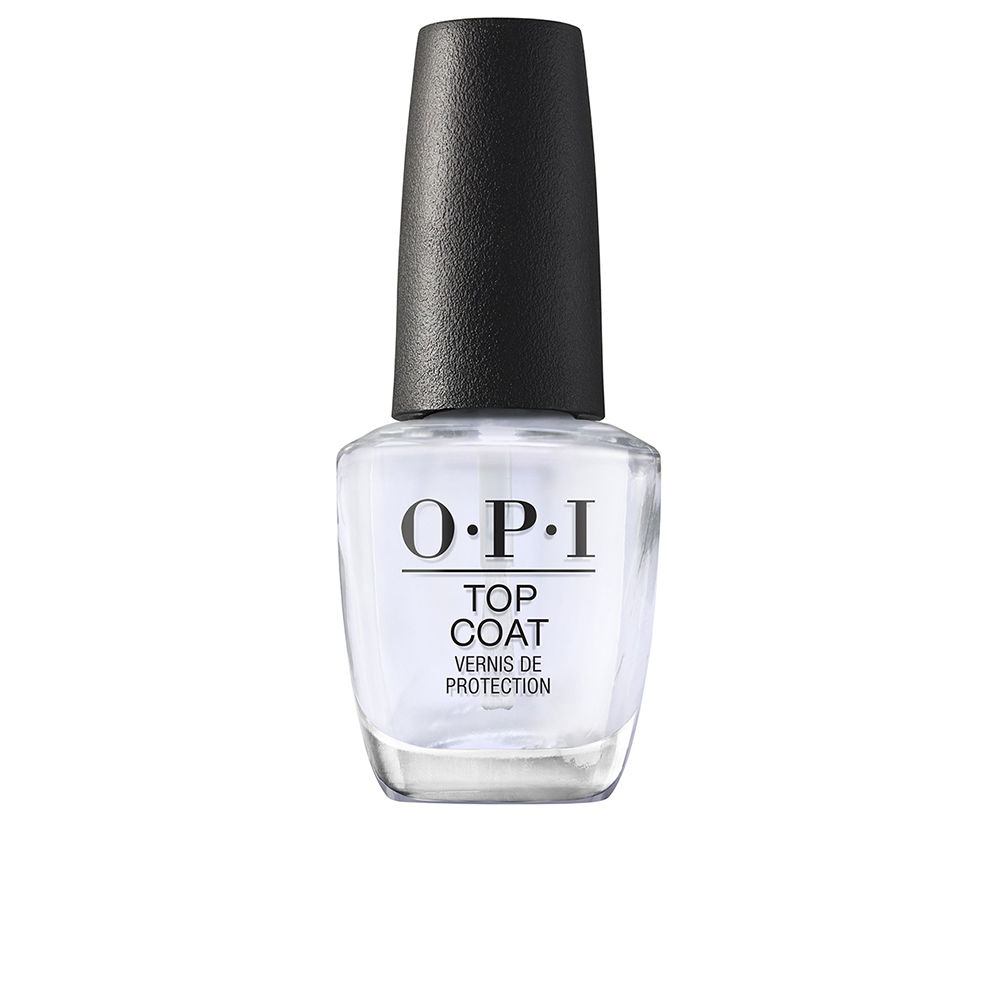 OpiTopCoat15ml Bottle of Opi Top Coat by Opi, a clear nail polish indicated for sealing color and promoting a long-lasting shiny finish.