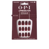 Box  of  xPress/On  False  Gel-Like  Nails  by  Opi,  a  set  of  false  nails  indicated  for  a  professional  manicure  finish  in  Malaga  Wine.