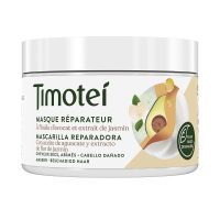 Jar  of  Timotei  Repairing  Mask  by  Timotei,  a  hair  mask  indicated  for  deeply  nourishing  and  repairing  damaged  hair  fibers.