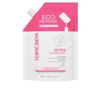 Bottle  of  Topicrem  UH  Ultra  Moisturizing  Body  Milk  Refill  by  Topicrem,  a  body  lotion  indicated  for  sensitive  skin  hydration.