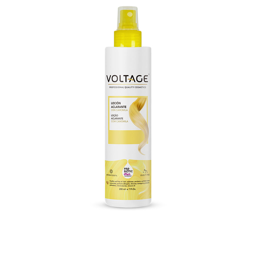 VoltageCosmeticsPrebioticHairTechnologyClarifyingLotionWithChamomile200ml Bottle of Voltage Cosmetics Prebiotic Hair Technology Clarifying Lotion by Voltage Cosmetics, indicated for blonde hair.