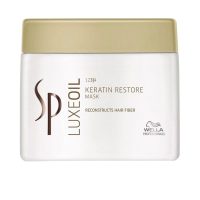 Jar  of  Wella  System  Professional  Sp  Luxe  Oil  Keratin  Restore  Mask  by  Wella,  a  mask  indicated  for  reconstructing  hair  fiber.
