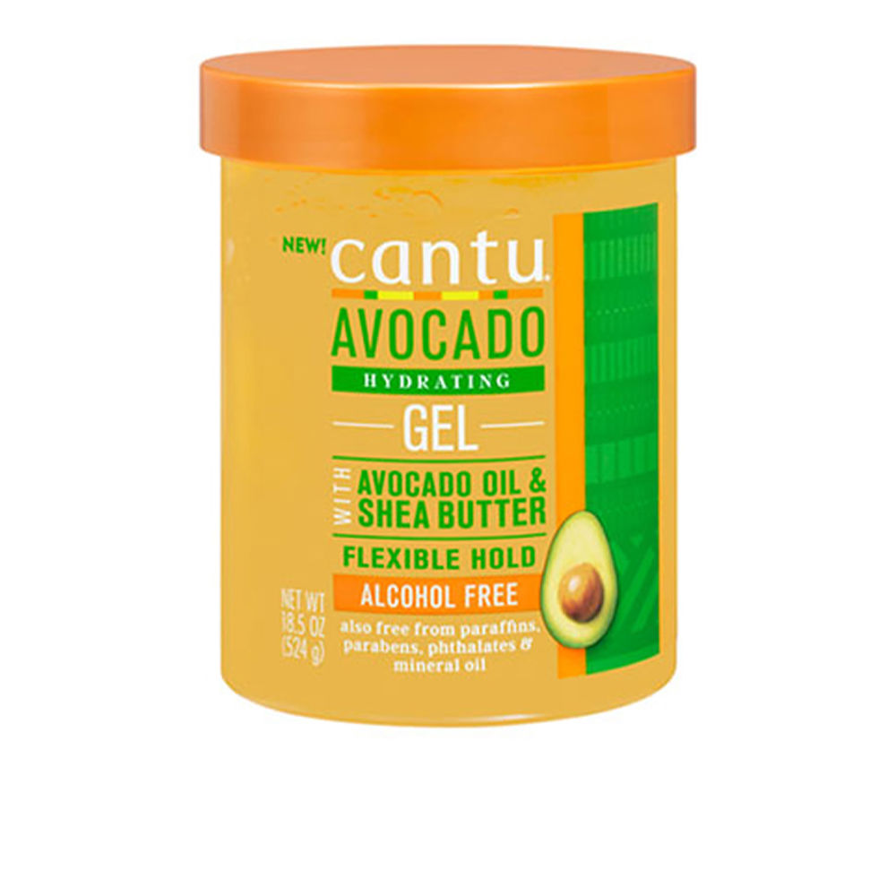 CantuAvocadoHydratingGel524g Jar of Cantu Avocado Hydrating Gel by Cantu, a styling gel indicated for defining curls and providing a flexible hold for dry hair.