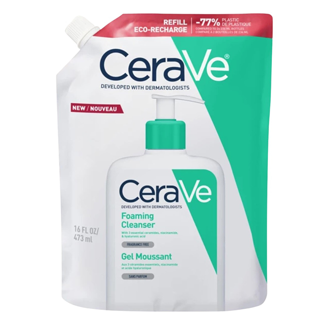 CeraveFoamingCleanserRefill473ml Bottle of Cerave Foaming Cleanser Refill by Cerave, a gel cleanser indicated for normal to oily sensitive skin.