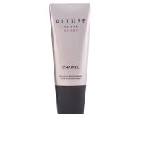 Bottle  of  Chanel  Allure  Homme  Sport  After-Shave  Emulsion  by  Chanel,  a  non-greasy  emulsion  indicated  for  moisturizing  skin  after  shaving.