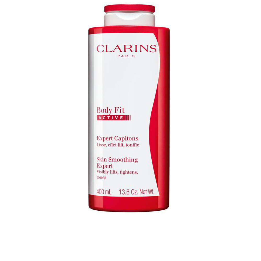 ClarinsBodyFitActiveSkinSmoothingExpert400ml Product container of Clarins Body Fit Active Skin Smoothing Expert by Clarins, a slimming cream indicated for cellulite.