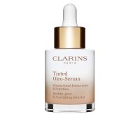Bottle  of  Clarins  Tinted  Oleo-Serum  Color  05  by  Clarins,  a  glow-boosting  serum  indicated  for  hydration  and  radiant  complexion.