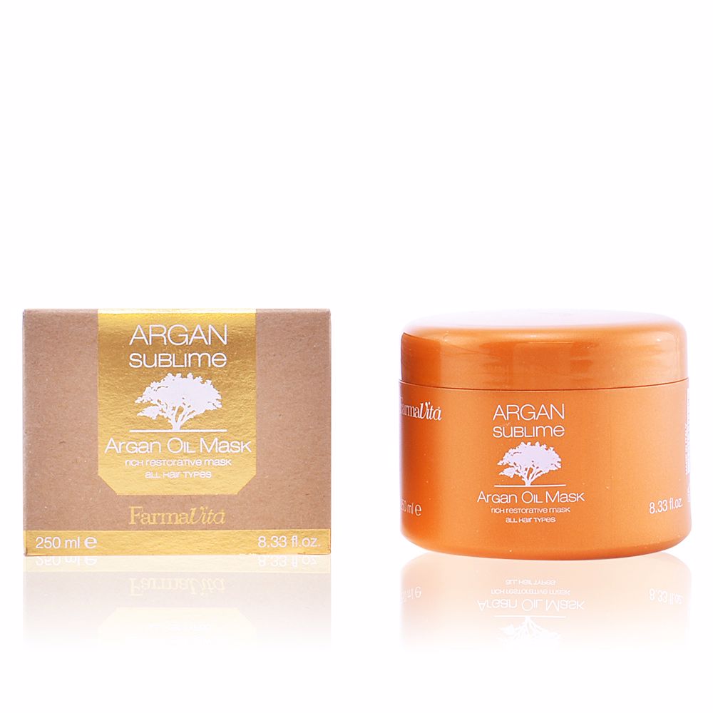 FarmavitaArganSublimeMask250ml Jar of Farmavita Argan Sublime Mask by Farmavita, a hair mask indicated for detangling and providing nourishment and shine.