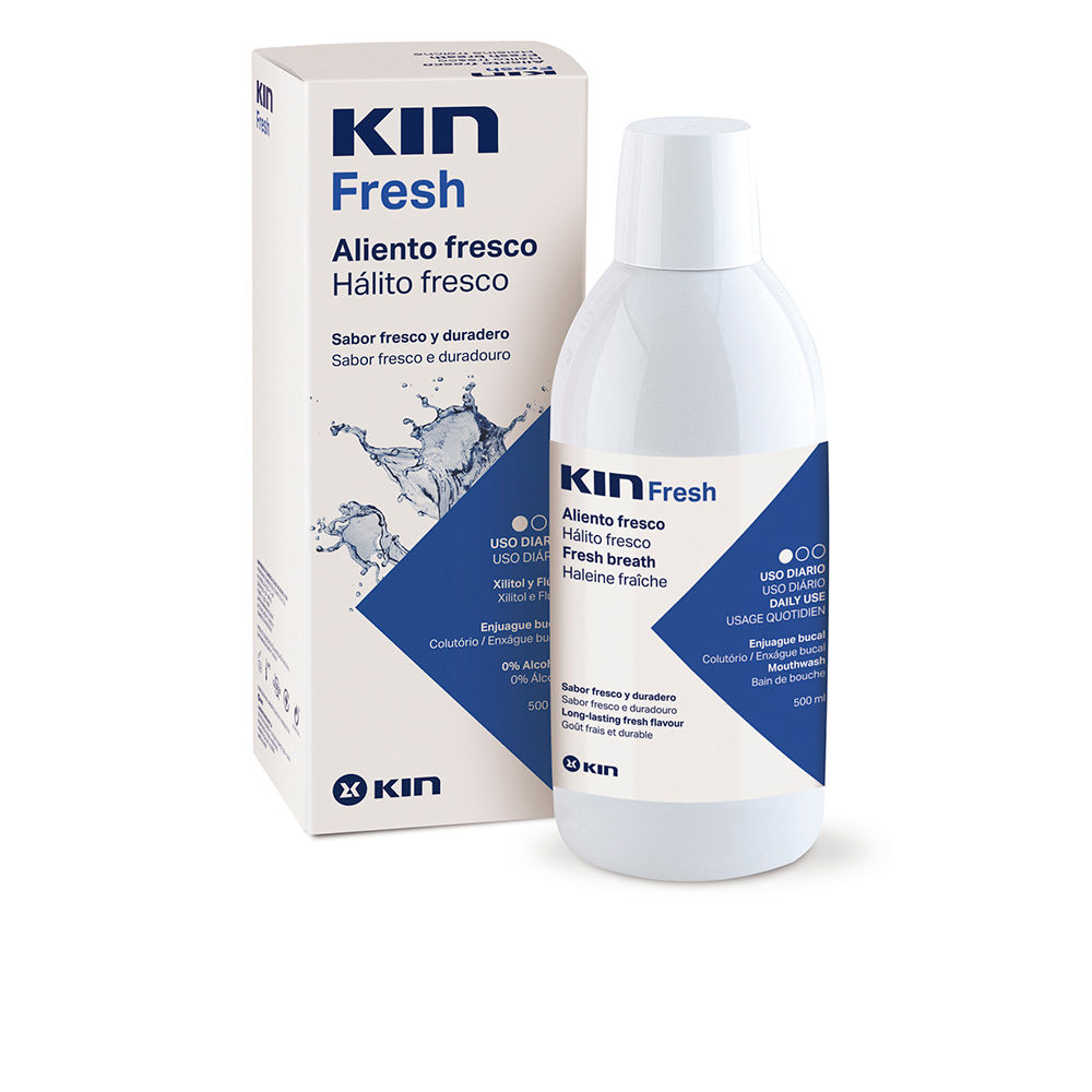 KinFreshBreathMouthwash500ml Bottle of Kin Fresh Breath Mouthwash by Kin, a mouthwash indicated for protecting the mouth from caries and dental biofilm.