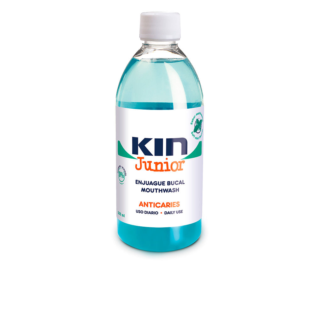 KinJuniorAnticariesMouthwash500ml Bottle of Kin Junior Anticaries Mouthwash by Kin, a mouthwash indicated for protecting the mouth from caries and dental biofilm.