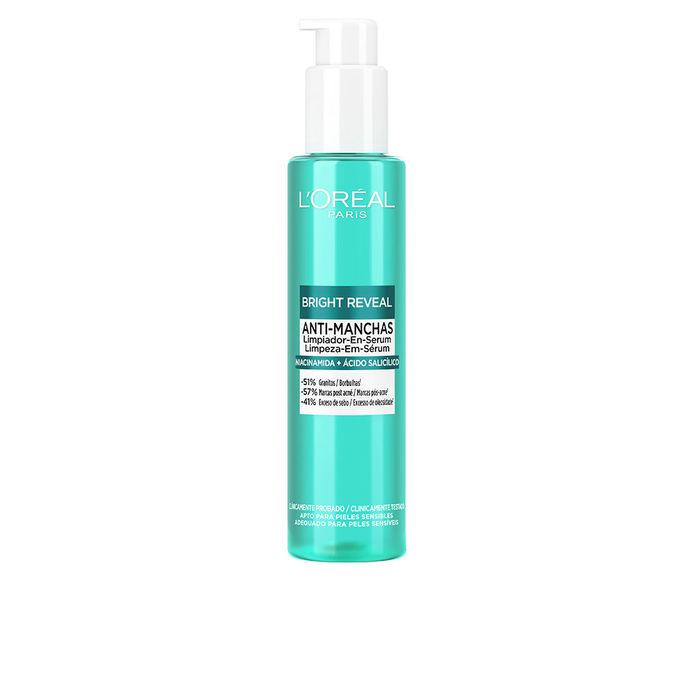 L'OréalBrightRevealNiacinamideSerumCleanser150ml Bottle of Bright Reveal Niacinamide Serum Cleanser by LOréal, a serum cleanser indicated for oily and acne-prone skin.