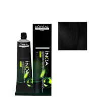 Product  container  of  LOréal  Professionnel  Inoa  No  Ammonia  Permanent  Hair  Color  2.0,  a  dye  for  sensitized  hair.