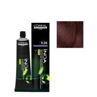 Product  container  of  LOréal  Professionnel  Inoa  No  Ammonia  Permanent  Hair  Color  5.26,  a  dye  for  sensitized  hair.