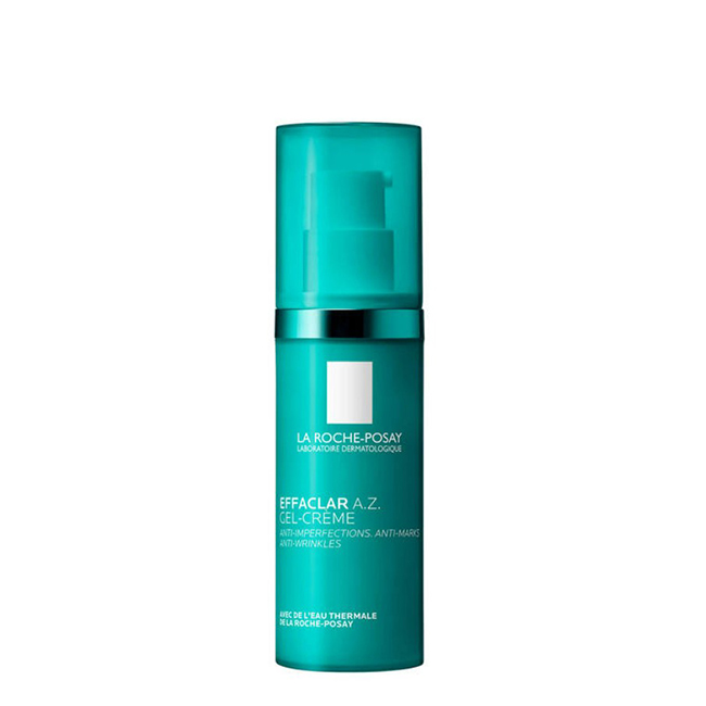 LaRochePosayEffaclarAZGelCream40ml Tube of La Roche Posay Effaclar A Z Gel Cream by La Roche Posay, a gel-cream indicated for adult blemishes and aging.