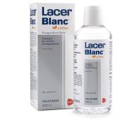 Bottle  of  Lacer  Lacerblanc  Citrus  Mouthwash  by  Lacer,  a  liquid  rinse  indicated  for  teeth  whitening  and  oral  hygiene.