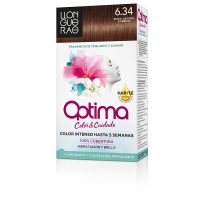 Product  container  of  Llongueras  Optima  Hair  Color  by  Llongueras,  a  permanent  dye  indicated  for  100%  white  hair  coverage.