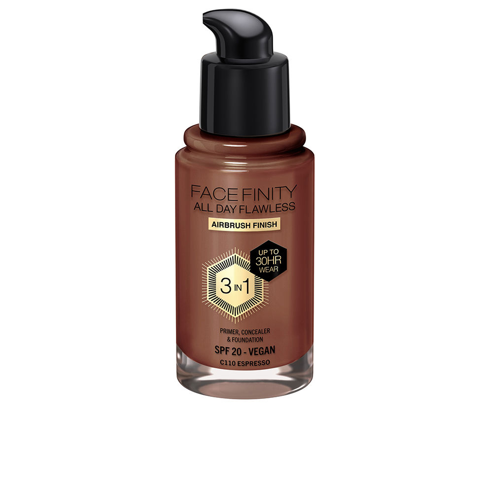 MaxFactorFacefinityAllDayFlawless3In1FoundationColorC110Espresso30ml Max Factor Facefinity All Day Flawless 3 Em 1 Base Cor C110 Espresso 30ml - Image 1
