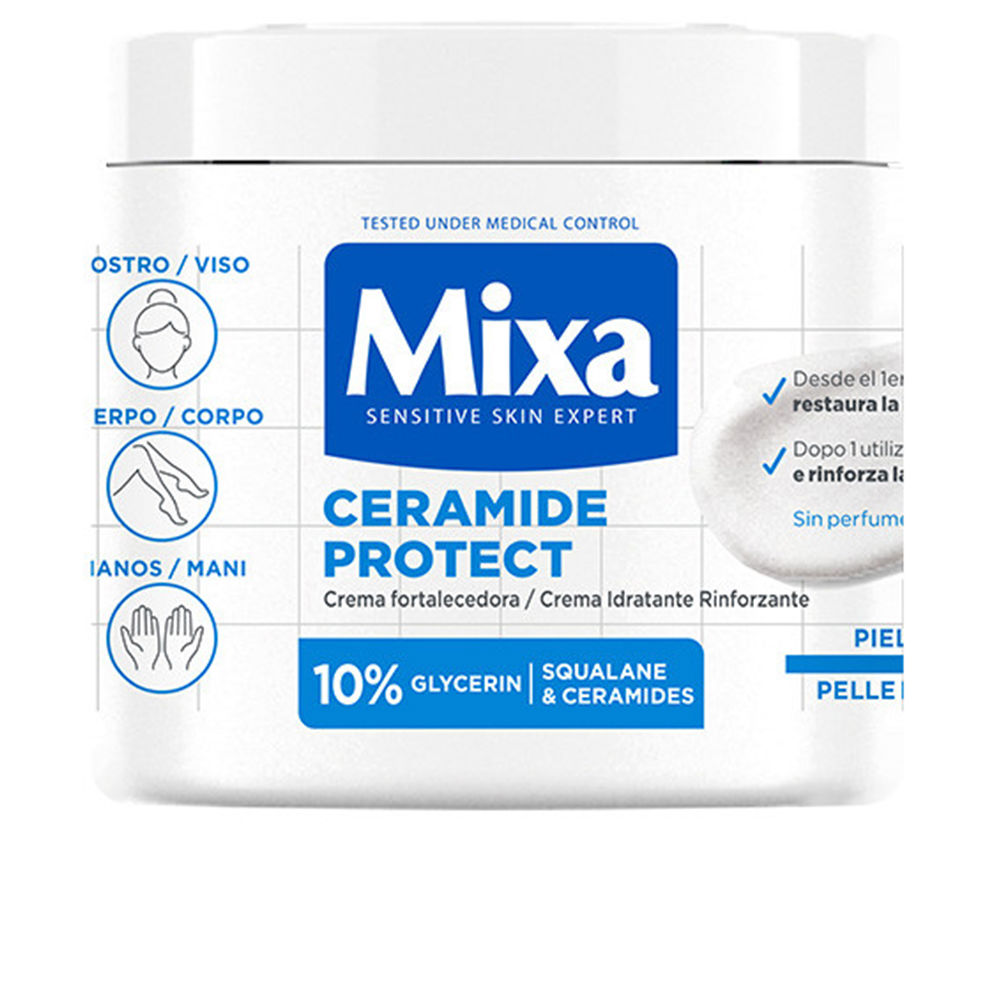 MixaCeramideProtectStrengtheningCream400ml Bottle of Mixa Ceramide Protect Strengthening Cream by Mixa, a body cream indicated for strengthening the skin barrier.