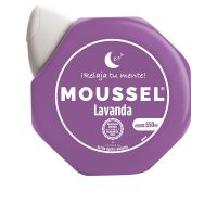 Bottle  of  Moussel  Lavender  Relaxing  Shower  Gel  by  Moussel,  a  cleansing  gel  indicated  for  hydrating  and  relaxing  skin.