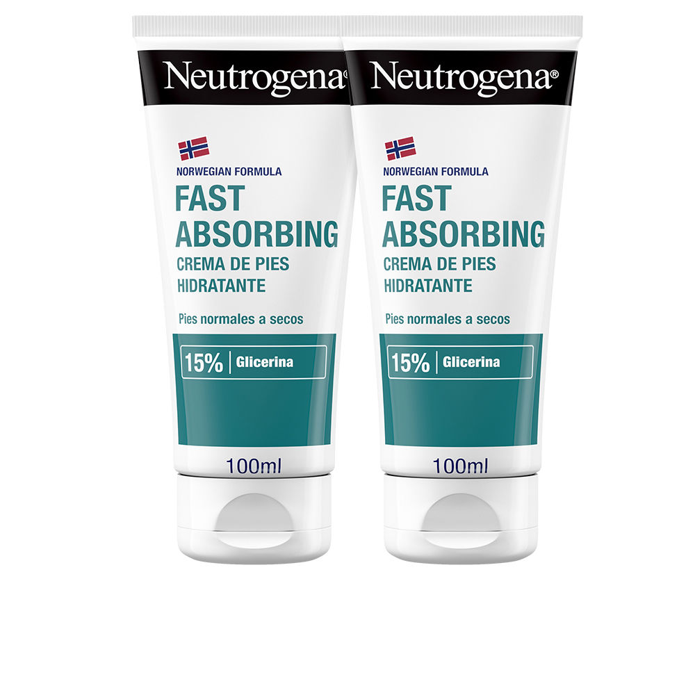 NeutrogenaFastAbsorbingHydratingFeetCreamDuo2x100ml Tube of Neutrogena Fast Absorbing Hydrating Feet Cream Duo by Neutrogena, a cream indicated for intense foot hydration.