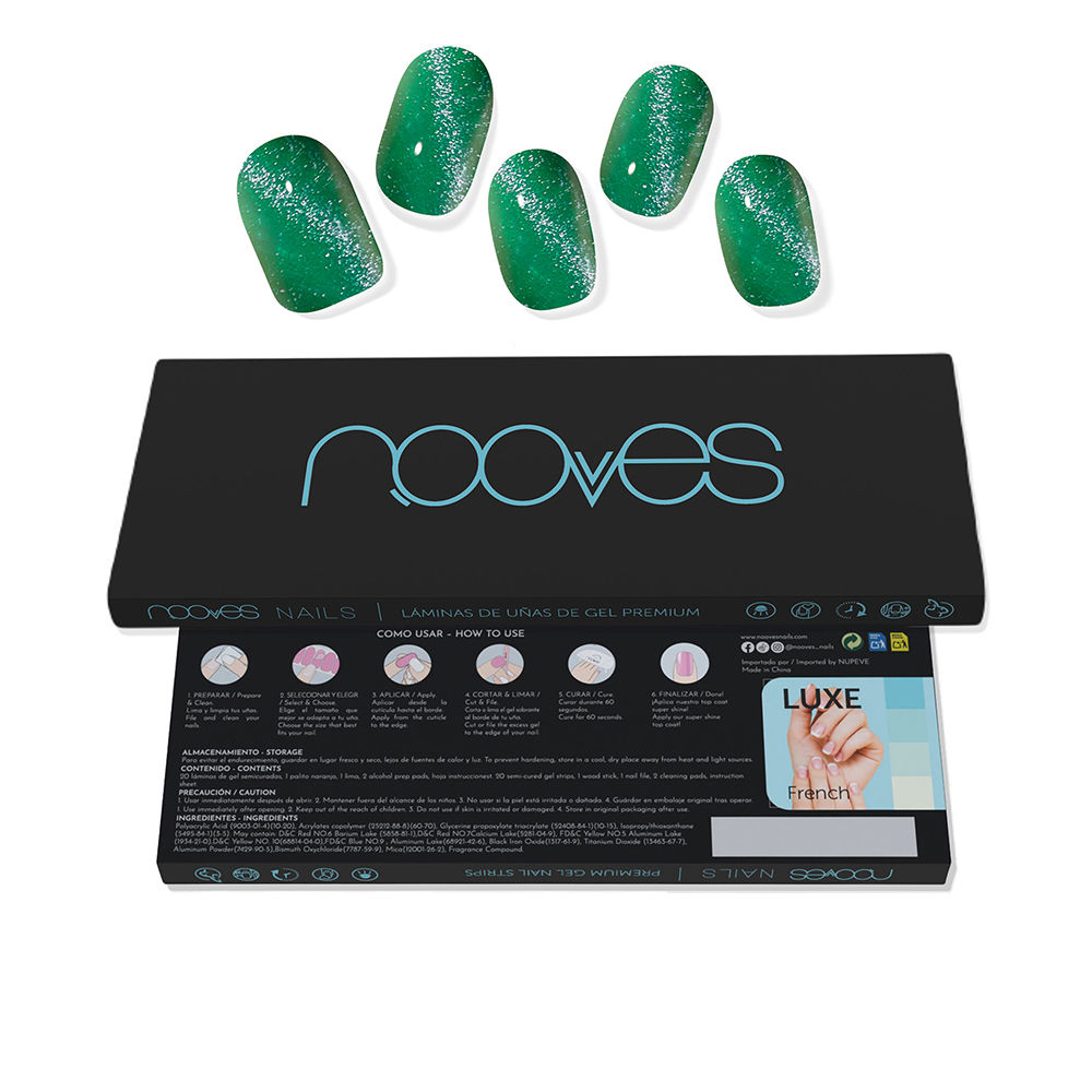 NoovesGelSheetsCatEyeGreenPremiumLuxeFalseNailsx20 Nooves Gel Sheets Cat Eye Green Premium Luxe False Nails x20