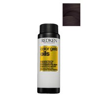Bottle  of  Color  Gel  Oils  Color  4N  by  Redken,  a  liquid  hair  color  indicated  for  permanent  grey  coverage  and  hair  shine.