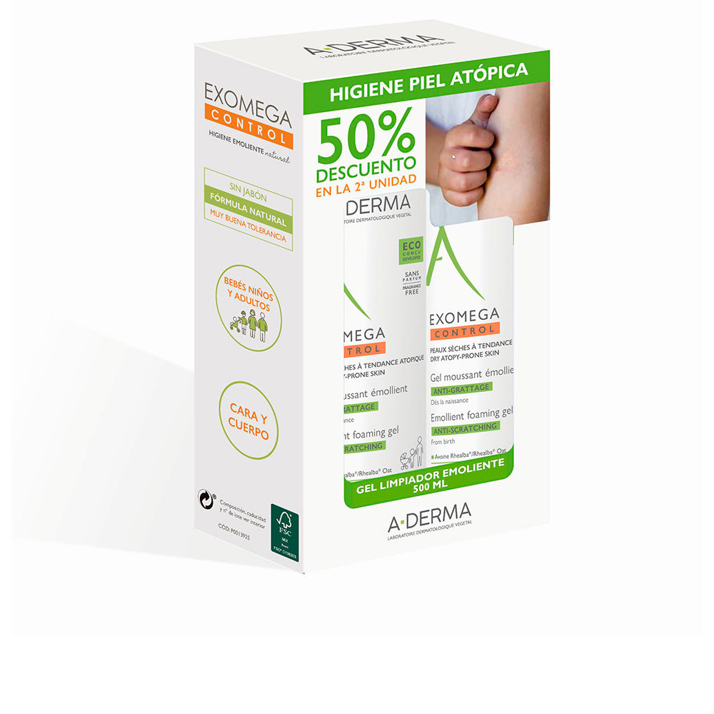 A-DermaExomegaControlEmollientFoamingGelDuo2x500ml A-Derma Exomega Control Gel Espumoso Emoliente Dúo 2x500ml - Image 1