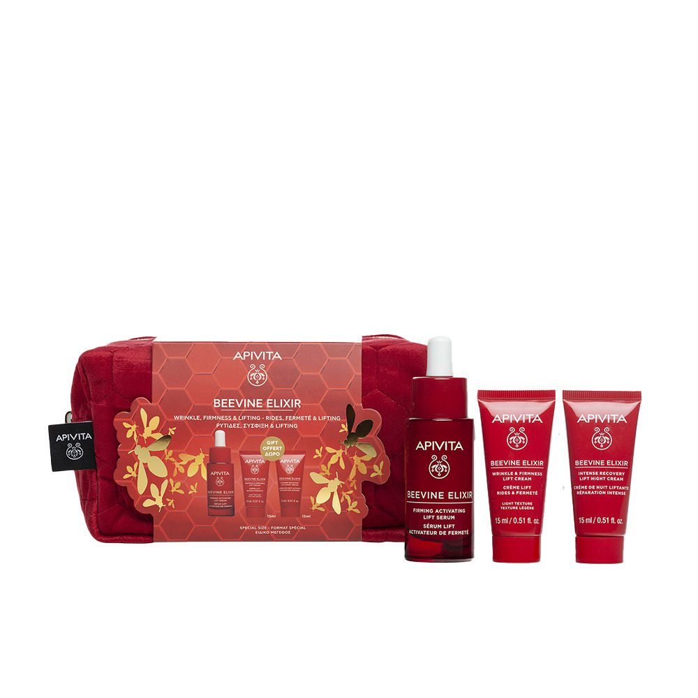 ApivitaBeevineElixirGiftSet Product container of Apivita Beevine Elixir Gift Set, a skincare set indicated for firming and redefining face contours.
