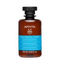 Bottle  of  Apivita  Hyaluronic  Hydra  Moisturizing  Shampoo  250ml,  a  creamy  shampoo  indicated  for  in-depth  moisturizing  of  hair.