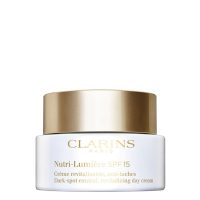Jar  of  Clarins  Nutri-Lumière  SPF15  Dark-Spot  Control  Day  Cream  by  Clarins,  a  cream  indicated  for  brightening  and  evening  complexion.
