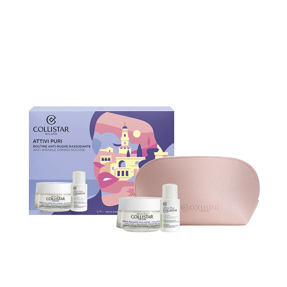 CollistarAttiviPuriAnti-WrinkleFirmingRoutine Product container of Collistar Attivi Puri Anti-Wrinkle Firming Routine by Collistar, a skincare set indicated for firming and hydration.
