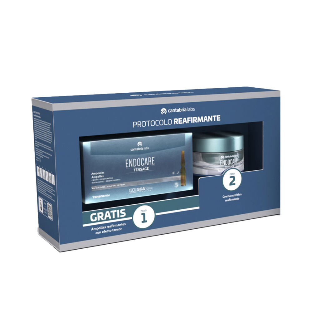 EndocareTensageFirmingProtocolSet Product container of Endocare Tensage Firming Protocol Set by Endocare, a firming set indicated for mature skin and sagging.