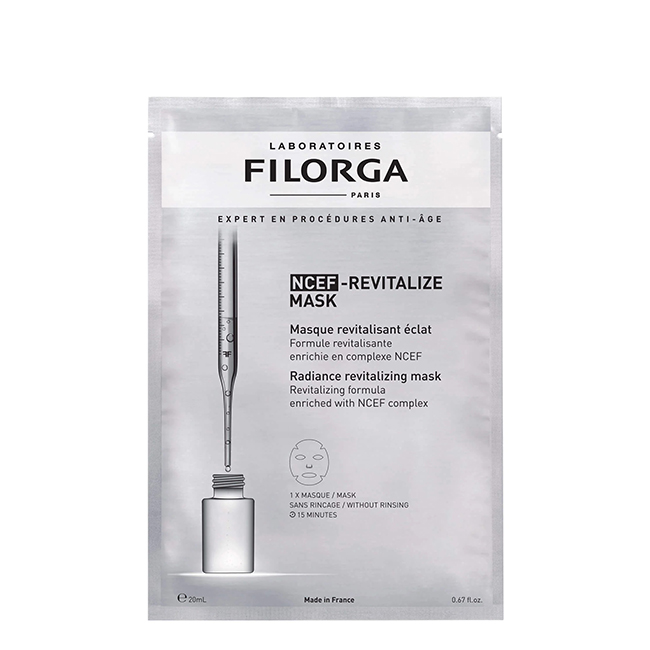 FilorgaNCEF-RevitalizeMask20ml Sachet of Filorga NCEF-Revitalize Mask by Filorga, a sheet mask indicated for skin radiance and hydration.