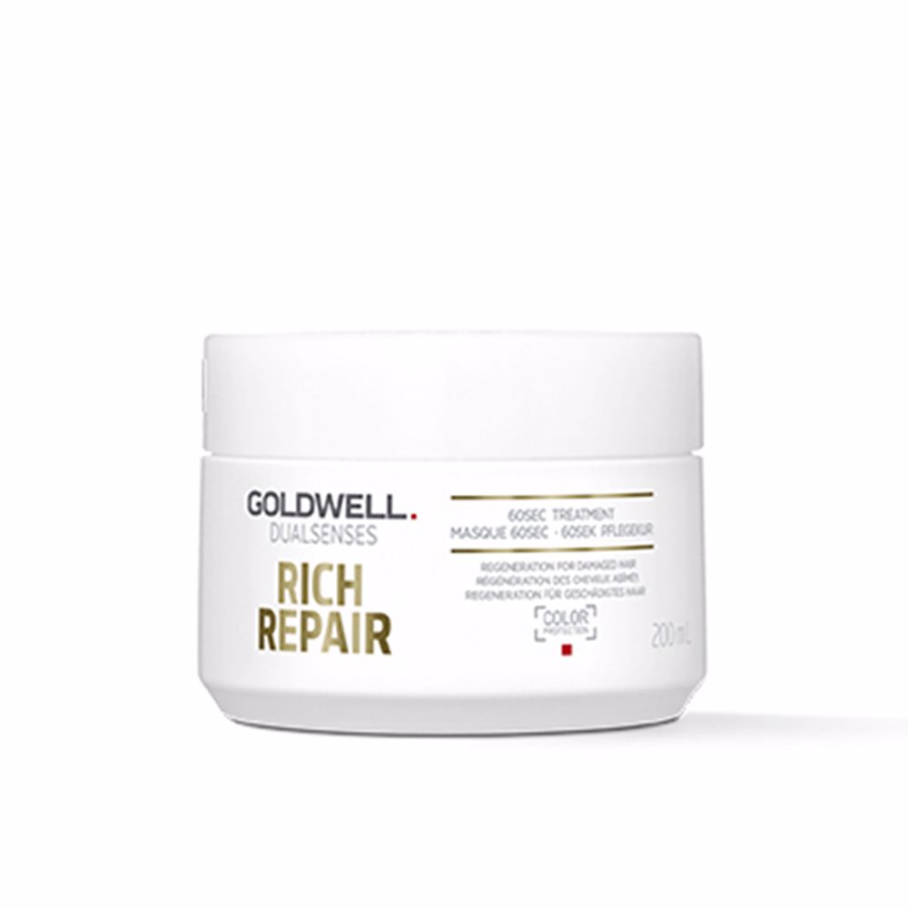 GoldwellRichRepair60SecTreatment200ml Bottle of Goldwell Rich Repair 60 Sec Treatment by Goldwell, a hair mask indicated for repairing damaged hair structure.