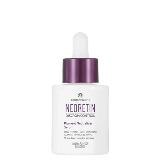NeoretinDiscromControlPigmentNeutralizerSerum30ml Bottle of Neoretin Discrom Control Pigment Neutralizer Serum by Neoretin, a serum indicated for reducing dark spots and evening skin tone.