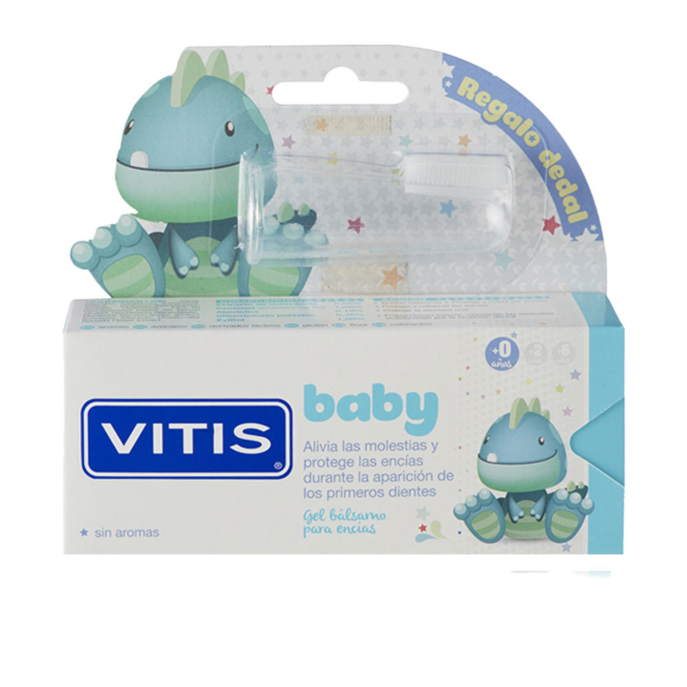 VitisBabyGumsGelBalmwithThimble30ml Tube of Vitis Baby Gums Gel Balm with Thimble by Vitis, a gel balm indicated for teething discomfort in babies.