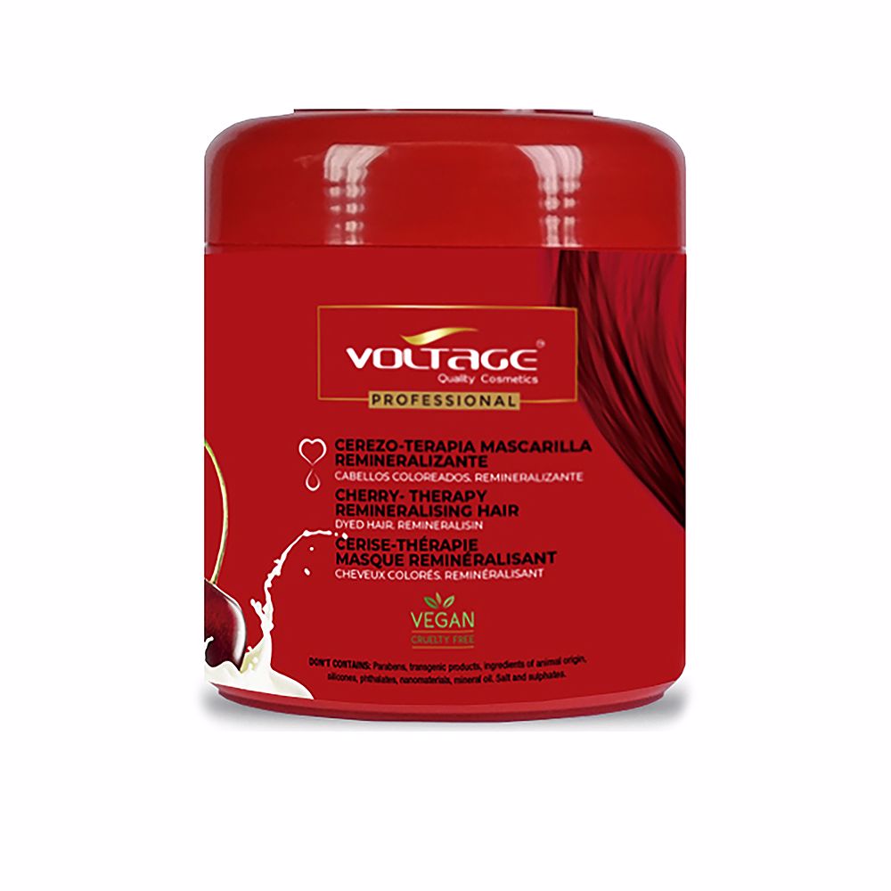 VoltageCosmeticsCherry-TherapyMask500ml Jar of Voltage Cosmetics Cherry-Therapy Mask by Voltage Cosmetics, a hair mask indicated for dyed and damaged hair.