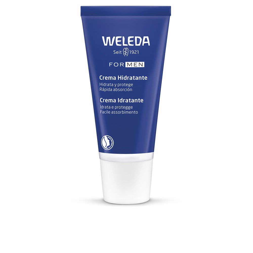 WeledaForMenMoisturizingCream30ml Tube of For Men Moisturizing Cream by Weleda, a facial cream indicated for hydrating and smoothing mens skin.