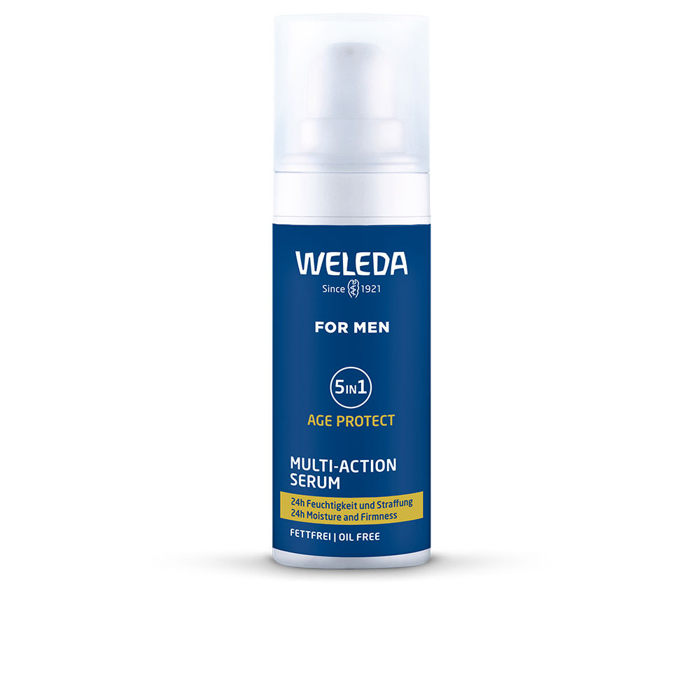 WeledaForMenMulti-ActionSerum30ml Bottle of Weleda For Men Multi-Action Serum by Weleda, a facial serum indicated for 24-hour hydration and reducing wrinkles.