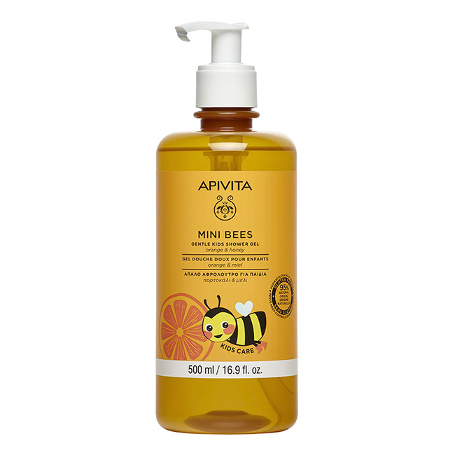 ApivitaMiniBeesGentleKidsShowerGelOrangeandHoney500ml Apivita Mini Bees Gel De Banho Laranja e Mel 500ml - Image 1