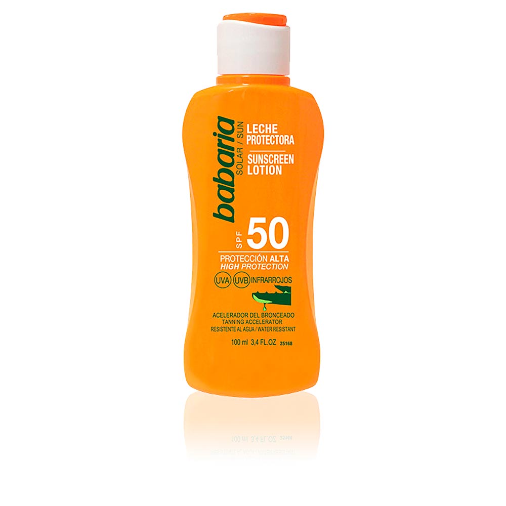 BabariaSunSunscreenLotionSPF50100ml Bottle of Babaria Sun Sunscreen Lotion SPF50 by Babaria, a sunscreen lotion indicated for high UVA and UVB protection.