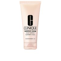 Bottle  of  Clinique  Moisture  Surge  Body  Hydrator  by  Clinique,  a  body  cream  indicated  for  48h  hydration  and  smoothing  skin  texture.