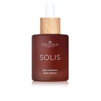 Bottle  of  Cocosolis  Solis  Self-Tanning  Facial  Serum  by  Cocosolis,  a  serum  indicated  for  a  gradual,  long-lasting  natural  tan.