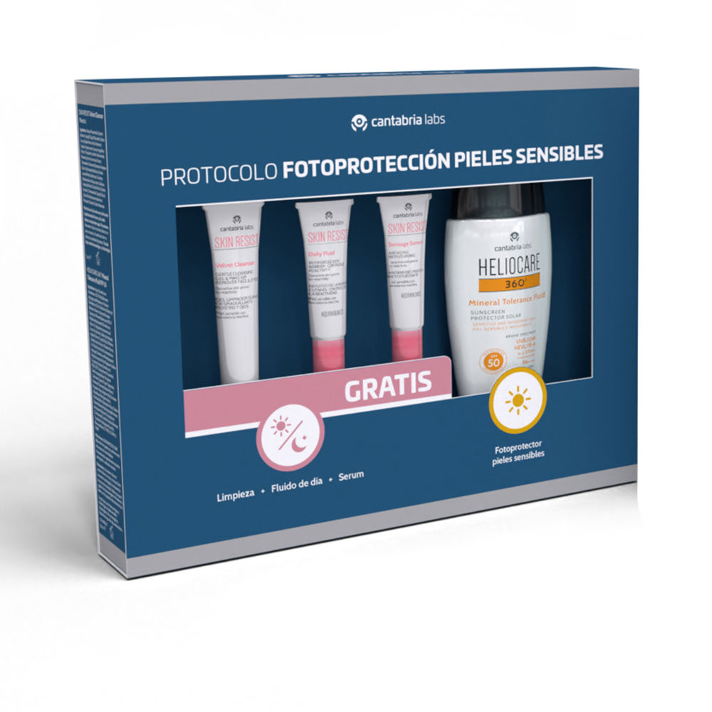 Heliocare360°SensitiveSkinPhotoprotectionSet Box of Heliocare 360° Sensitive Skin Photoprotection Set by Heliocare, a skincare set indicated for sun protection and sensitive skin.