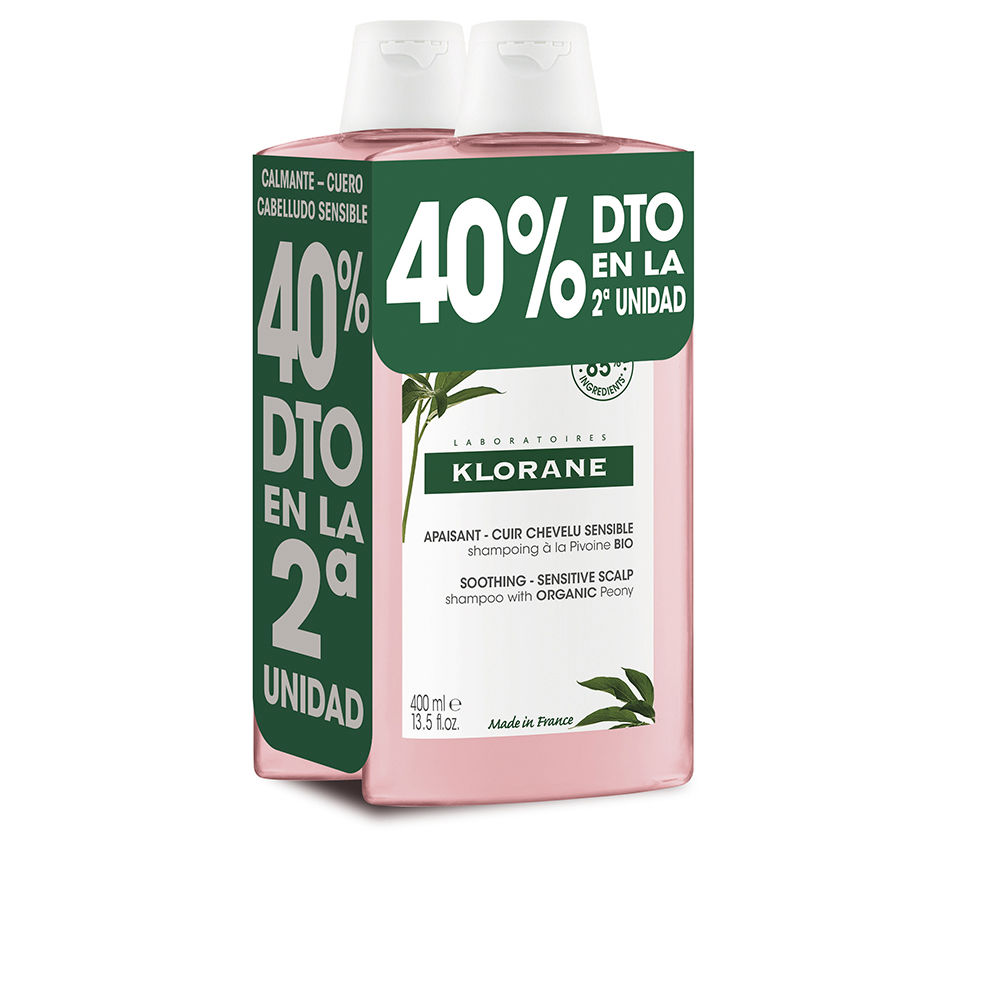 KloranePeonyBioSoothingShampooSet2x400ml Klorane Peony Bio Champú Calmante Set 2x400ml - Image 1